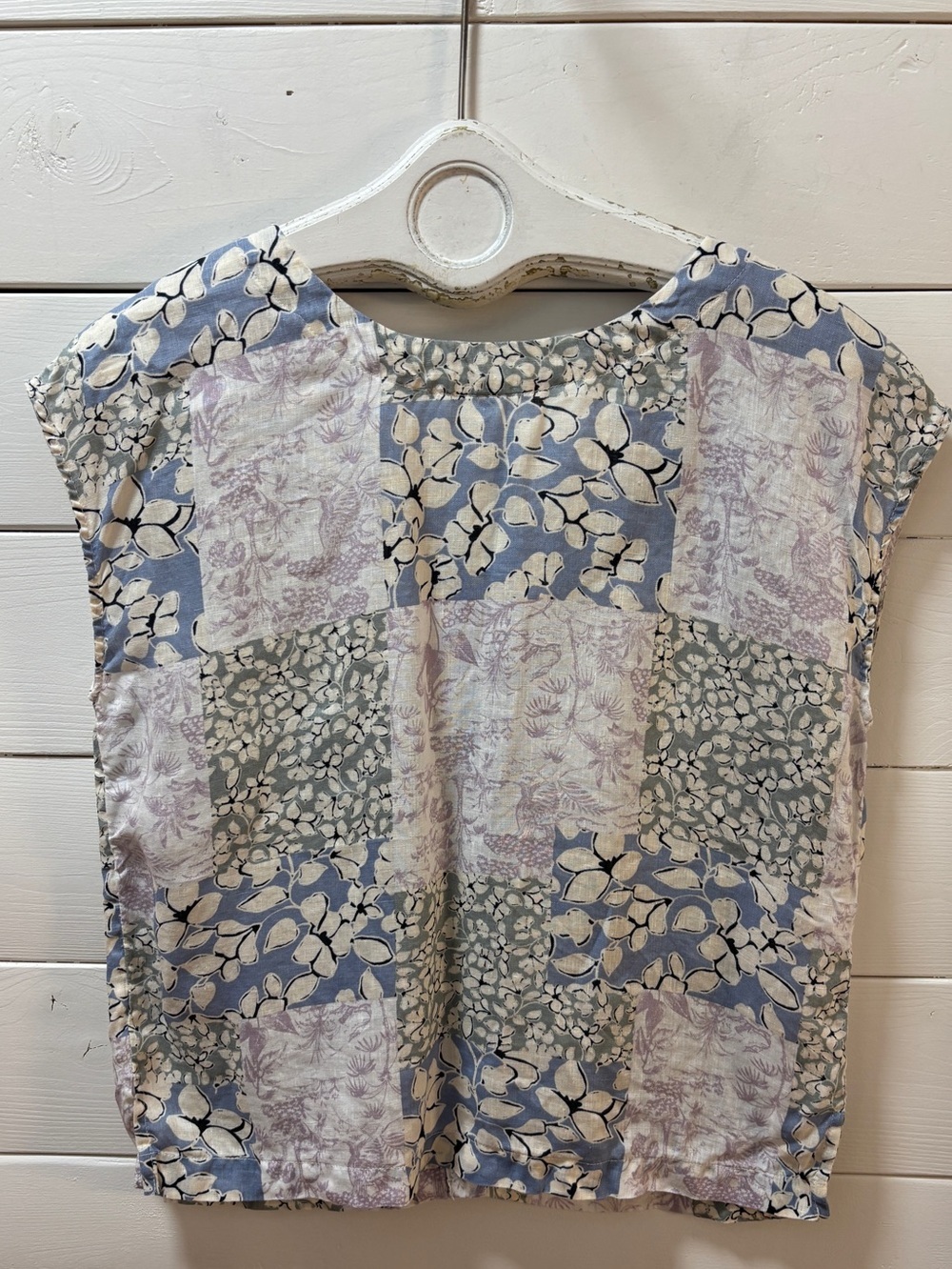 NICOLE MILLER Patchwork Linen Top Size S - Picture 2 of 8